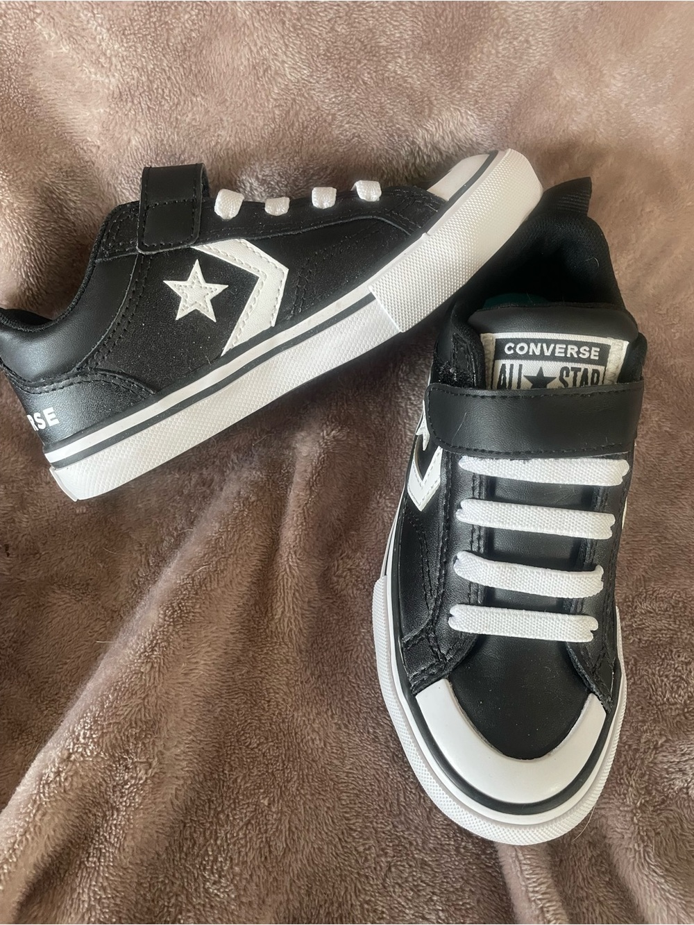 Converse Kids Black & White Low Top Sneakers with Star Logo